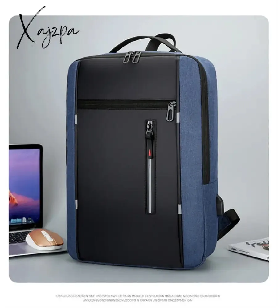 Xajzpa - Waterproof Business Backpack Men USB School Backpacks 15.6 Inch Laptop Backpack Large Capacity Bagpacks for Men Back Pack Bags