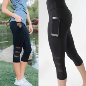 Yoga Elasticity Sports Fitness Pocket Running Mesh Sports Leggings