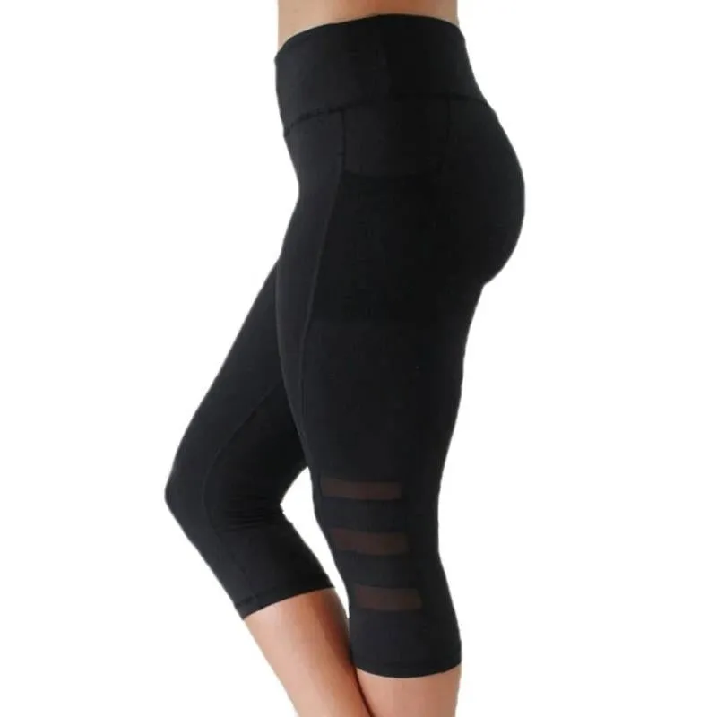 Yoga Elasticity Sports Fitness Pocket Running Mesh Sports Leggings